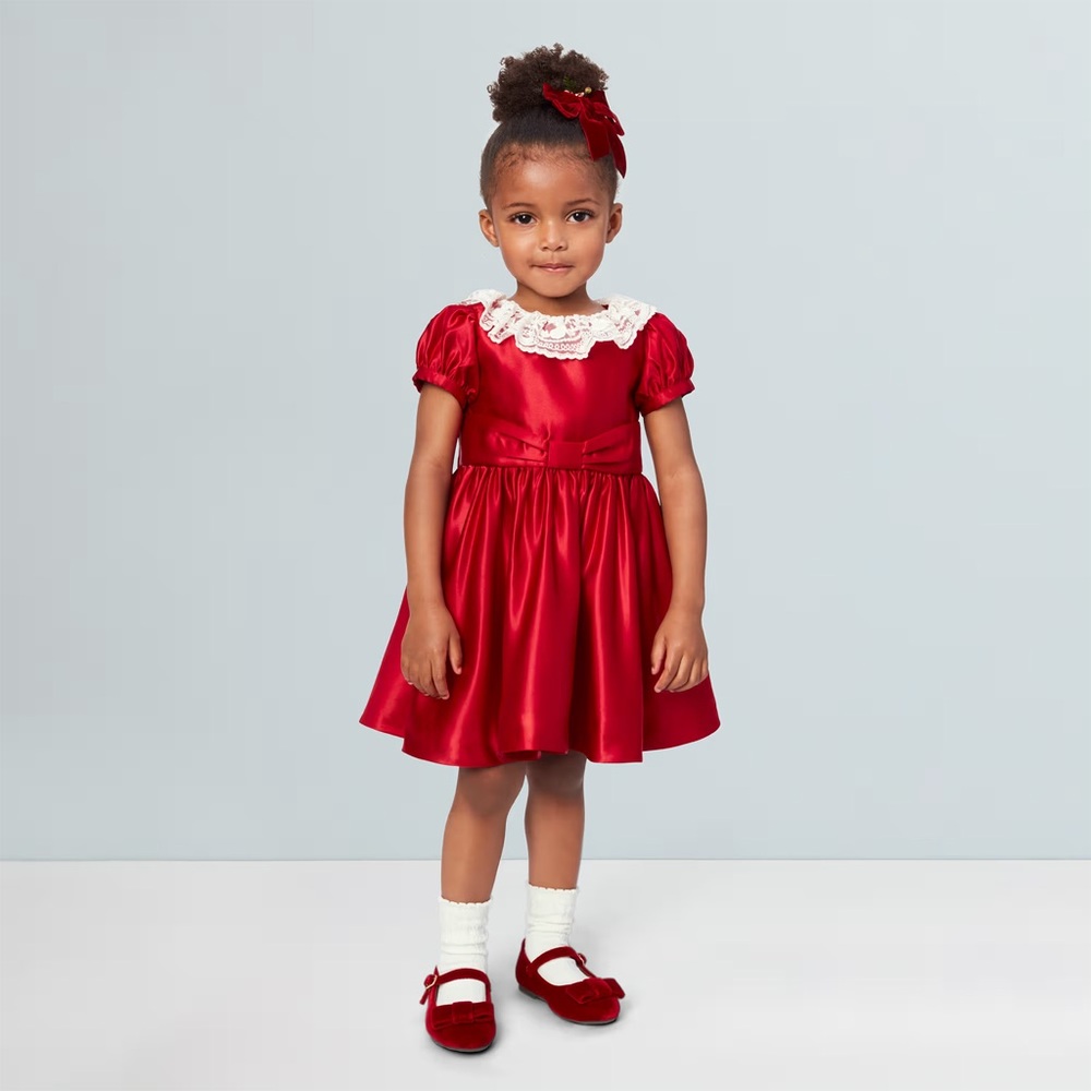 American Girl Red Dress with White Lace